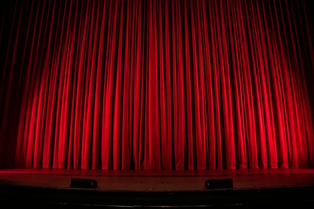 An auditorium with rows of seats; editorial photograph